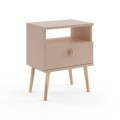 Stolik nocny BOHO z szufladą na wysokich drewnianych nogach Macchiato