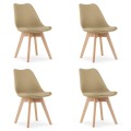 KRZESŁO MARK - CIEMNY BEŻ - NOGI NATURALNE - 4 SZT