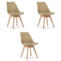 KRZESŁO MARK - CIEMNY BEŻ - NOGI NATURALNE - 3 SZT