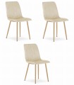 Krzesło LAVA - jasny beż aksamit / nogi kolor drewna x 3