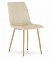 Krzesło LAVA - jasny beż aksamit / nogi kolor drewna x 2