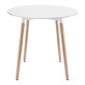 Stół KAMI Okrągły 80cm - biały / naturalne nogi