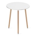 Stół KAMI Okrągły 60cm - biały / naturalne nogi