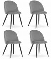 Krzesło BELLO - aksamit jasnoszare / nogi czarne x 4