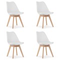 KRZESŁO MARK - BIAŁE - NOGI NATURALNE - 4 SZT