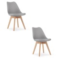 KRZESŁO MARK - SZARE - NOGI NATURALNE - 2 SZT