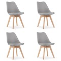 KRZESŁO MARK - SZARE - NOGI NATURALNE - 4 SZT