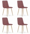 Krzesło KARA - różowy aksamit / nogi kolor drewna x 4