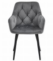Krzesło JORK - ciemny szary aksamit / nogi czarne x 2