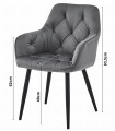 Krzesło JORK - ciemny szary aksamit / nogi czarne x 2