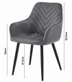 Krzesło NANA - aksamit srebrno-szary / nogi czarne x 1