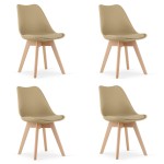 KRZESŁO MARK - CIEMNY BEŻ - NOGI NATURALNE - 4 SZT