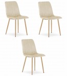 Krzesło LAVA - jasny beż aksamit / nogi kolor drewna x 3