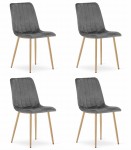 Krzesło LAVA - ciemny szary aksamit / nogi kolor drewna x 4