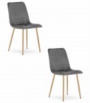 Krzesło LAVA - ciemny szary aksamit / nogi kolor drewna x 2