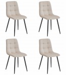 Krzesło KARA - beż aksamit / nogi czarne x 4
