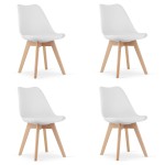KRZESŁO MARK - BIAŁE - NOGI NATURALNE - 4 SZT