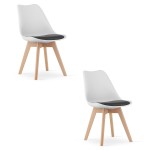 KRZESŁO MARK - BIAŁO-CZARNE - NOGI NATURALNE - 2 SZT