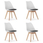 KRZESŁO MARK - BIAŁO-CZARNE - NOGI NATURALNE - 4 SZT