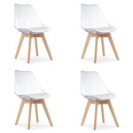 KRZESŁO MARK - PRZEZROCZYSTE - NOGI NATURALNE - 4 SZT