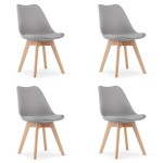 KRZESŁO MARK - SZARE - NOGI NATURALNE - 4 SZT