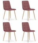 Krzesło KARA - różowy aksamit / nogi kolor drewna x 4