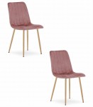 Krzesło LAVA - różowy aksamit / nogi kolor drewna x 2
