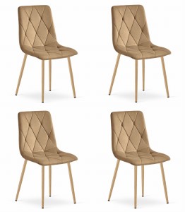 Krzesło LIBRA - brązowy aksamit / nogi kolor drewna x 4