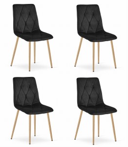 Krzesło LIBRA - czarny aksamit / nogi kolor drewna x 4