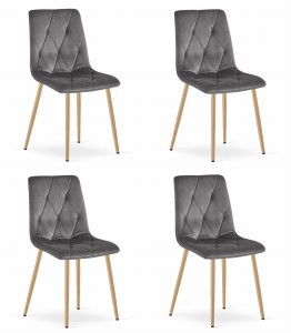 Krzesło LIBRA - ciemny szary aksamit / nogi kolor drewna x 4