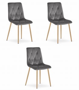 Krzesło LIBRA - ciemny szary aksamit / nogi kolor drewna x 3