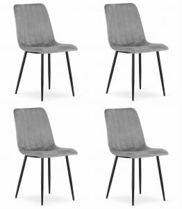 Krzesło LAVA - jasny szary aksamit x 4