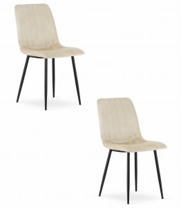 Krzesło LAVA - chłodny beż aksamit x 2