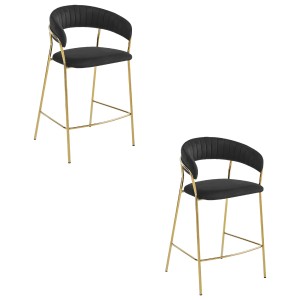 Hoker BADIA - czarny aksamit / nogi złote x 2 - GLAMOUR