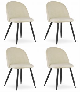 Krzesło BELLO - aksamit beż / nogi czarne x 4