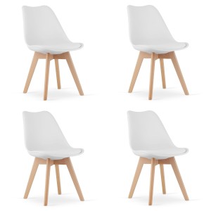 KRZESŁO MARK - BIAŁE - NOGI NATURALNE - 4 SZT
