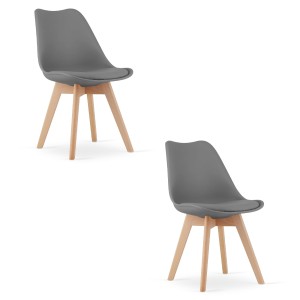 KRZESŁO MARK - GRAFITOWE - NOGI NATURALNE - 2 SZT