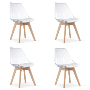 KRZESŁO MARK - PRZEZROCZYSTE - NOGI NATURALNE - 4 SZT