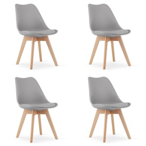 KRZESŁO MARK - SZARE - NOGI NATURALNE - 4 SZT