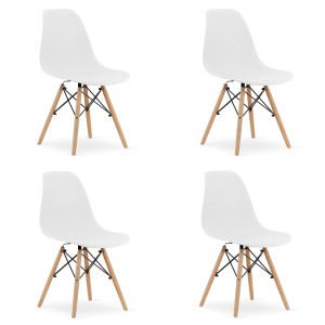 Krzesło OSAKA białe / nogi naturalne x 4