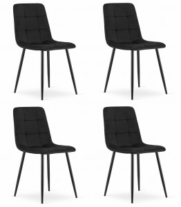 Krzesło KARA - czarny aksamit x 4
