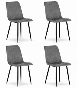 Krzesło LAVA - ciemny szary aksamit x 4
