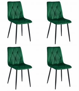 Krzesło LIBRA - ciemna zieleń aksamit / nogi czarne x 4