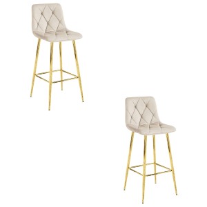 Hoker NADO - aksamit beż / nogi ZŁOTE x 2