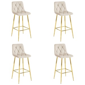 Hoker NADO - aksamit beż / nogi ZŁOTE x 4