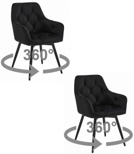 Krzesło JORK360 - czarny aksamit / nogi czarne x 2
