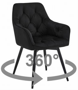 Krzesło JORK360 - czarny aksamit / nogi czarne x 1