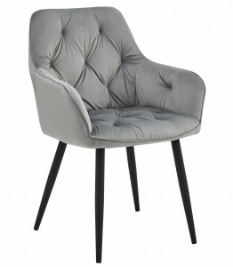 Krzesło JORK - aksamit srebrno-szary / nogi czarne x 1