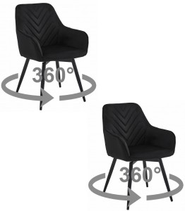 Krzesło NANA360 - czarny aksamit / nogi czarne x 2