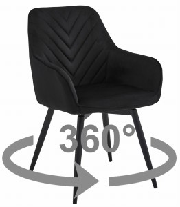 Krzesło NANA360 - czarny aksamit / nogi czarne x 1